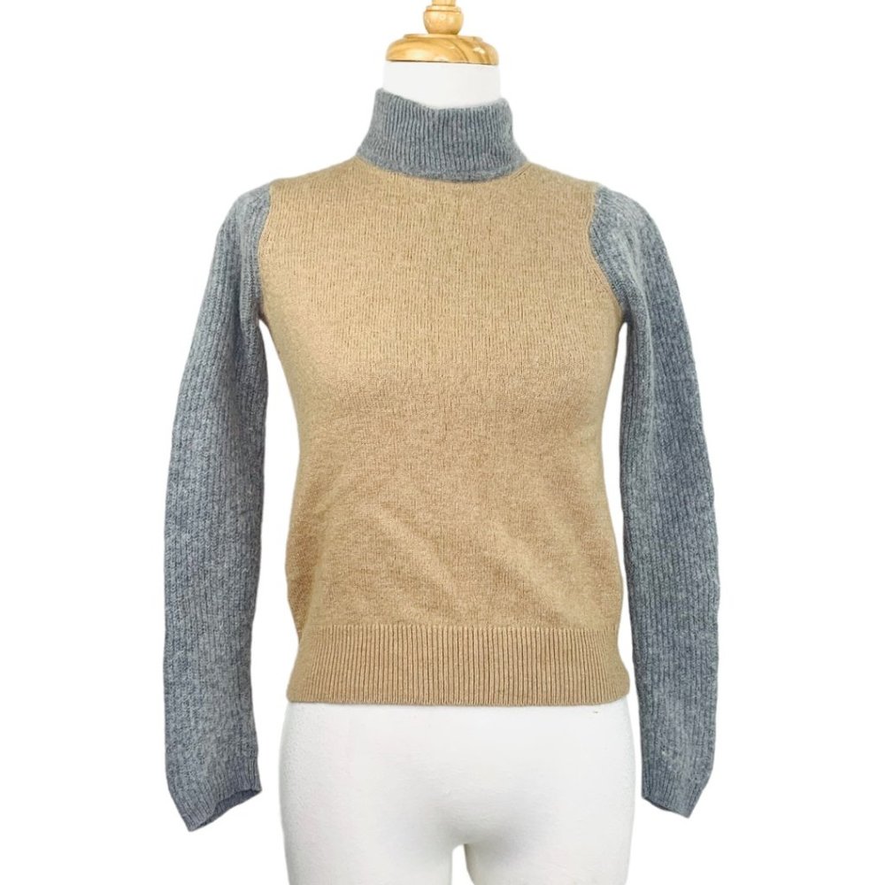 Ann Taylor Loft Wool Sweater Turtleneck Color Block Long Sleeves Size XSmall - Picture 1 of 7